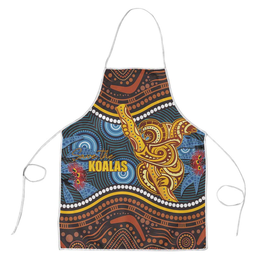 Aboriginal Dot Painting Koala Bear Apron Aussie Eucalyptus Caesia Flowers