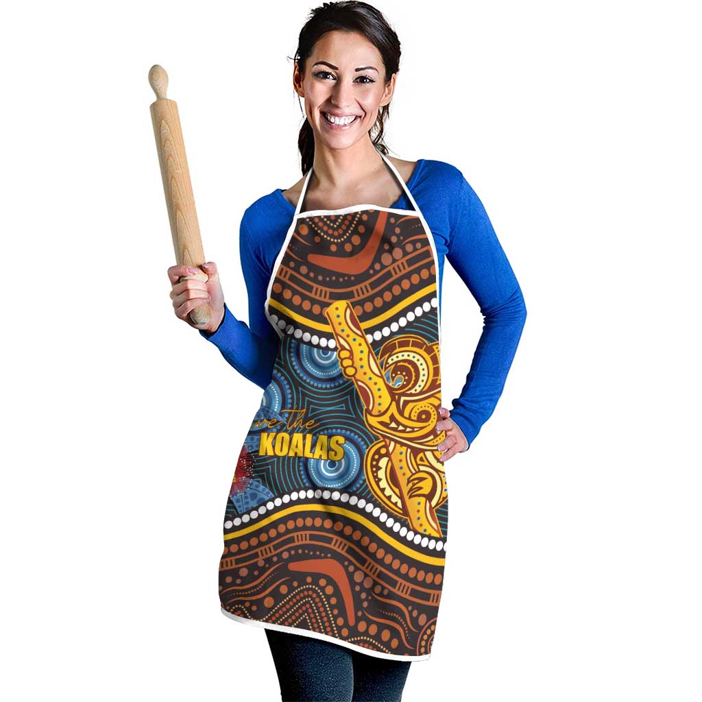 Aboriginal Dot Painting Koala Bear Apron Aussie Eucalyptus Caesia Flowers