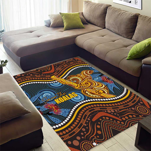 Aboriginal Dot Painting Koala Bear Area Rug Aussie Eucalyptus Caesia Flowers