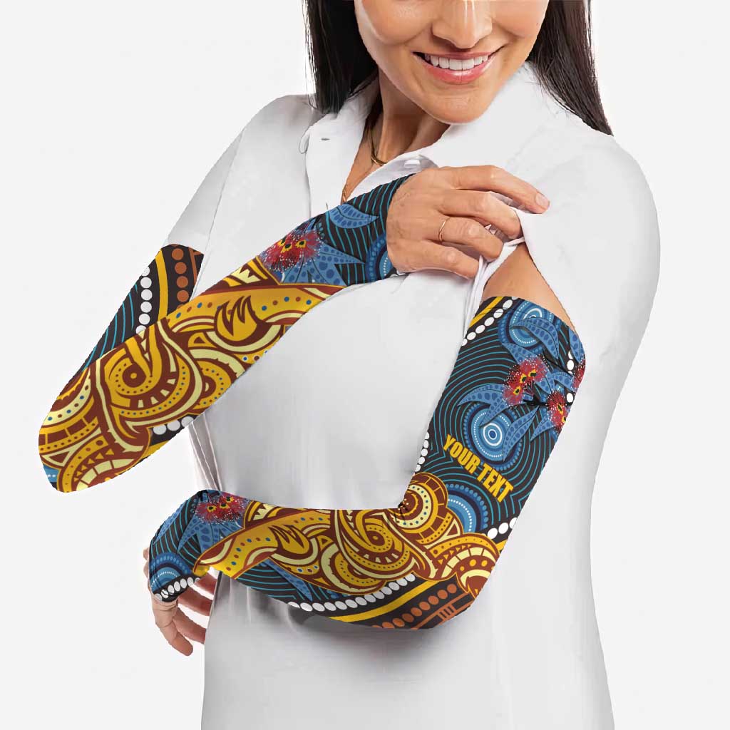 Aboriginal Dot Painting Koala Bear Personalised Arm Sleeves Aussie Eucalyptus Caesia Flowers
