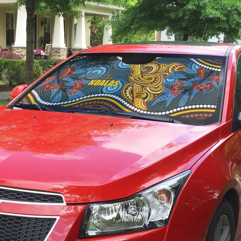 Aboriginal Dot Painting Koala Bear Auto Sun Shade Aussie Eucalyptus Caesia Flowers