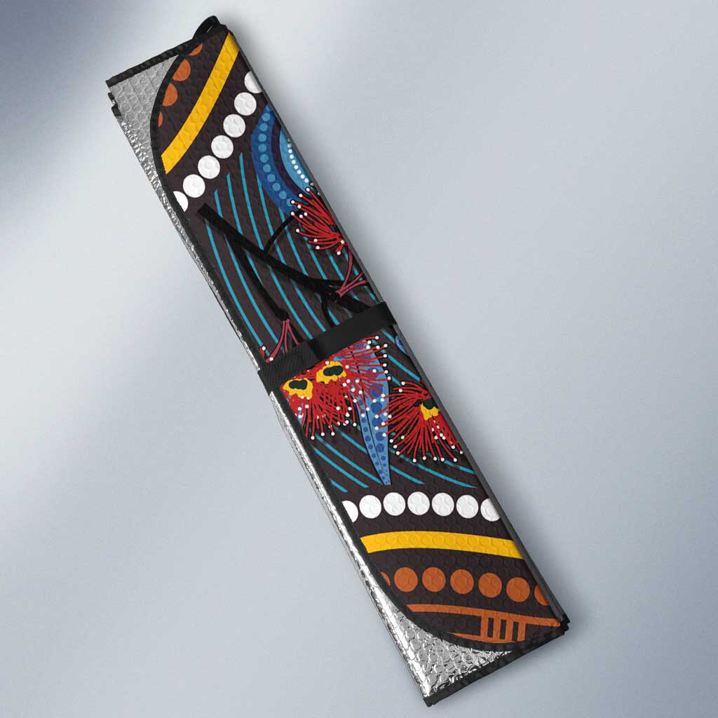 Aboriginal Dot Painting Koala Bear Auto Sun Shade Aussie Eucalyptus Caesia Flowers