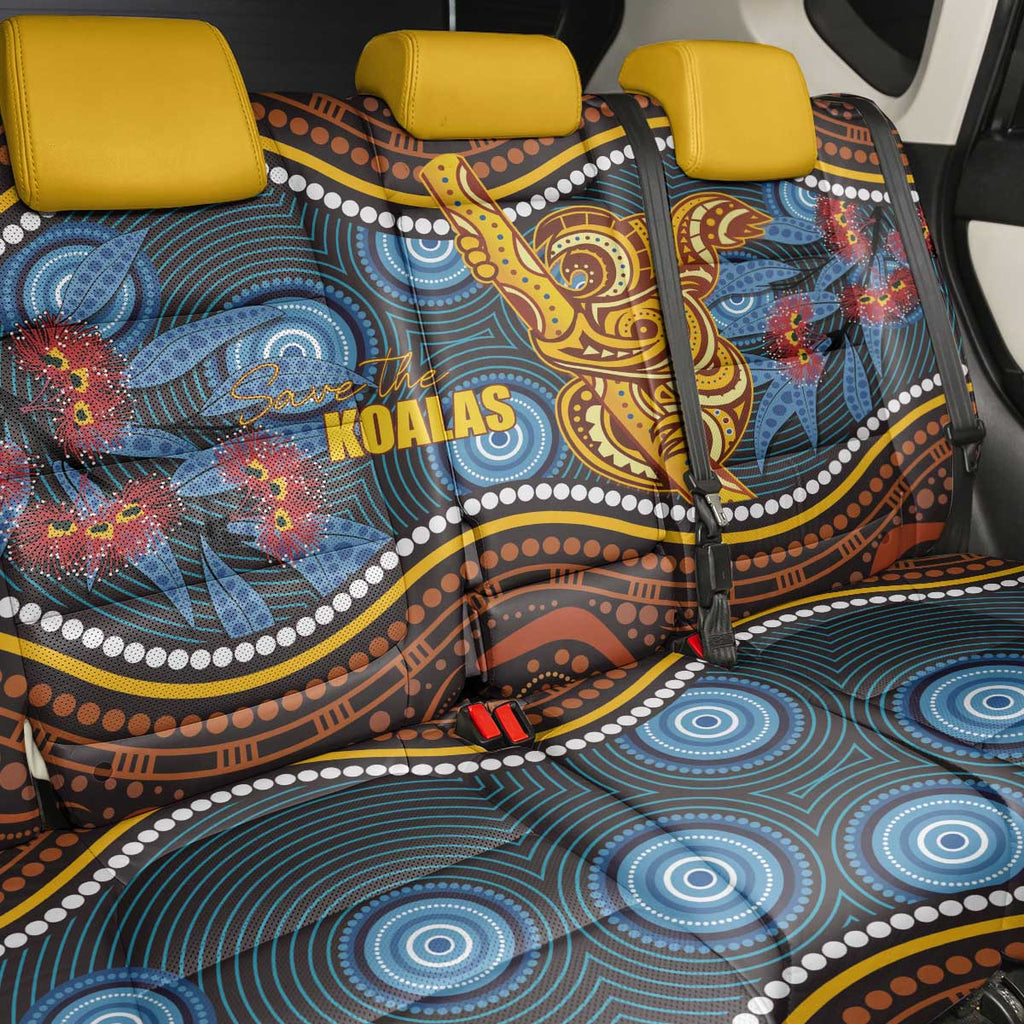 Aboriginal Dot Painting Koala Bear Back Car Seat Cover Aussie Eucalyptus Caesia Flowers