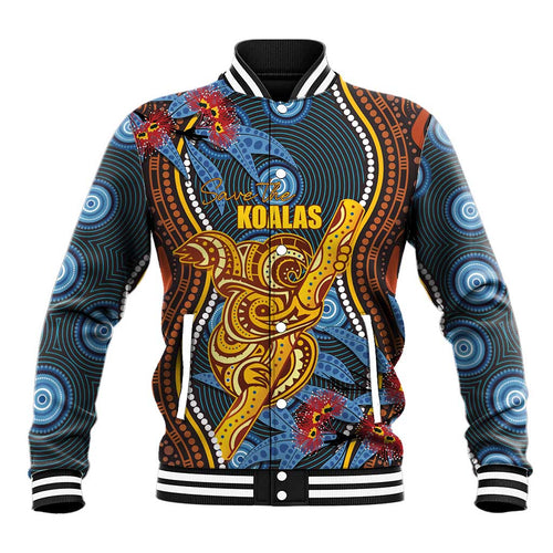 Aboriginal Dot Painting Koala Bear Personalised Baseball Jacket Aussie Eucalyptus Caesia Flowers
