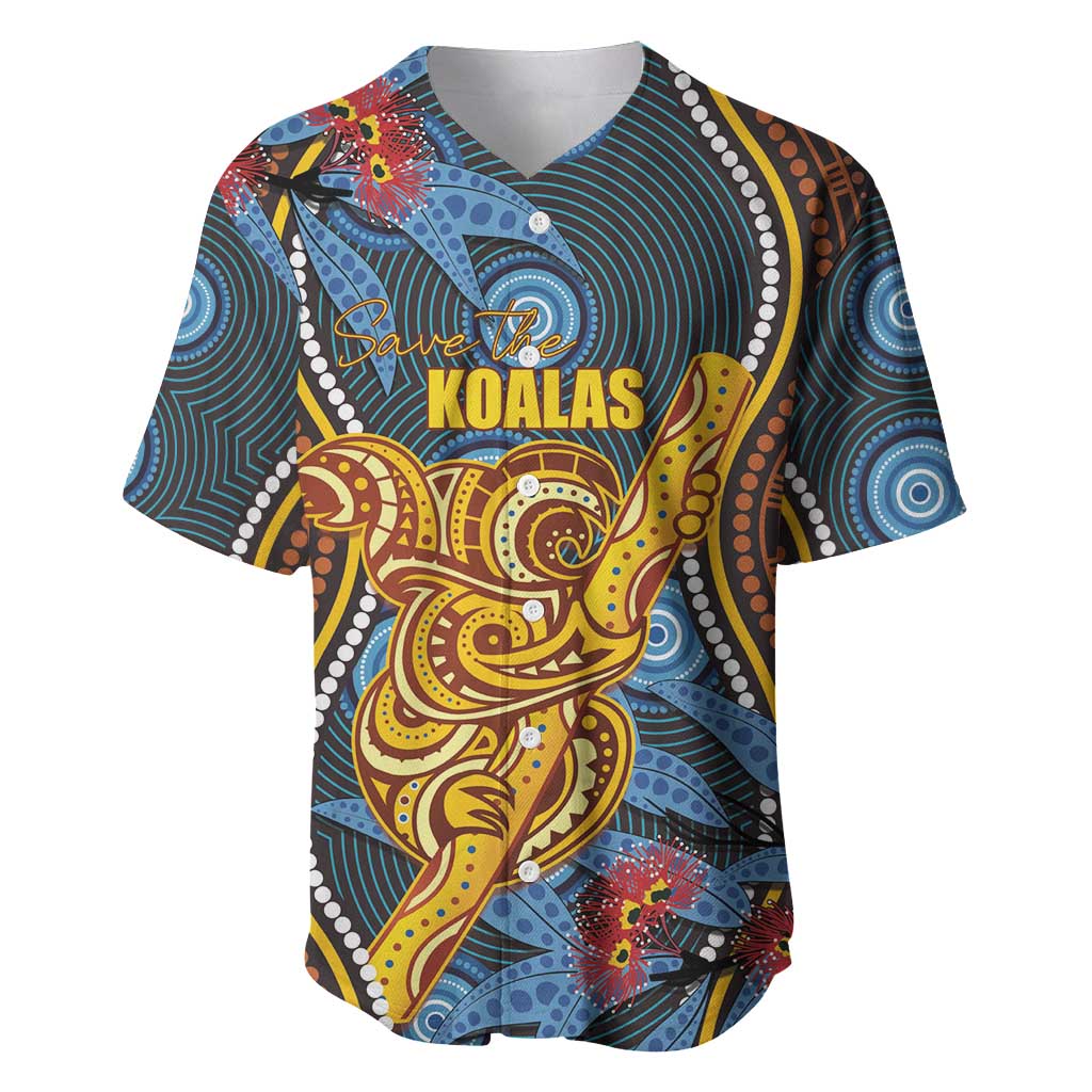 Aboriginal Dot Painting Koala Bear Personalised Baseball Jersey Aussie Eucalyptus Caesia Flowers