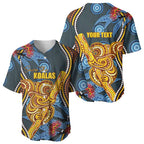 Aboriginal Dot Painting Koala Bear Personalised Baseball Jersey Aussie Eucalyptus Caesia Flowers