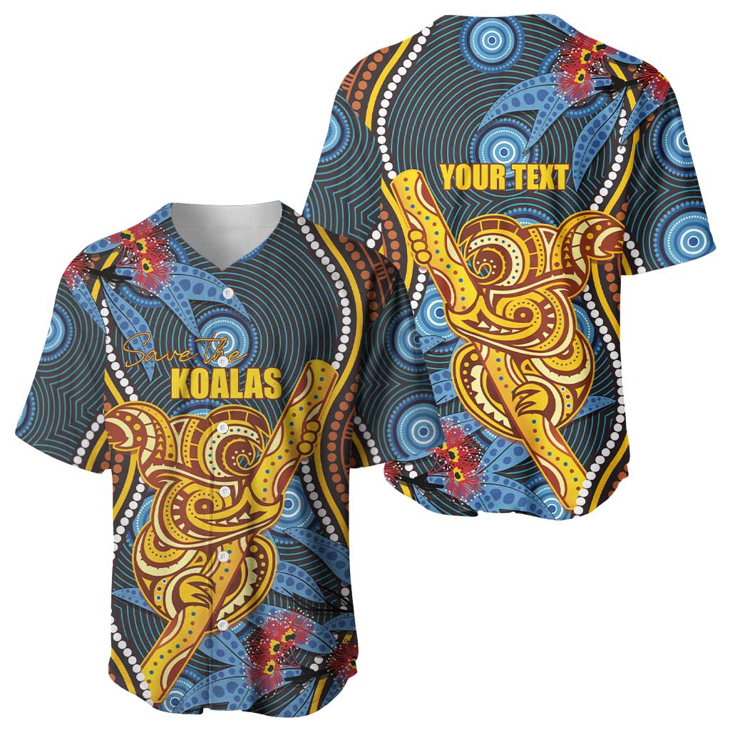 Aboriginal Dot Painting Koala Bear Personalised Baseball Jersey Aussie Eucalyptus Caesia Flowers