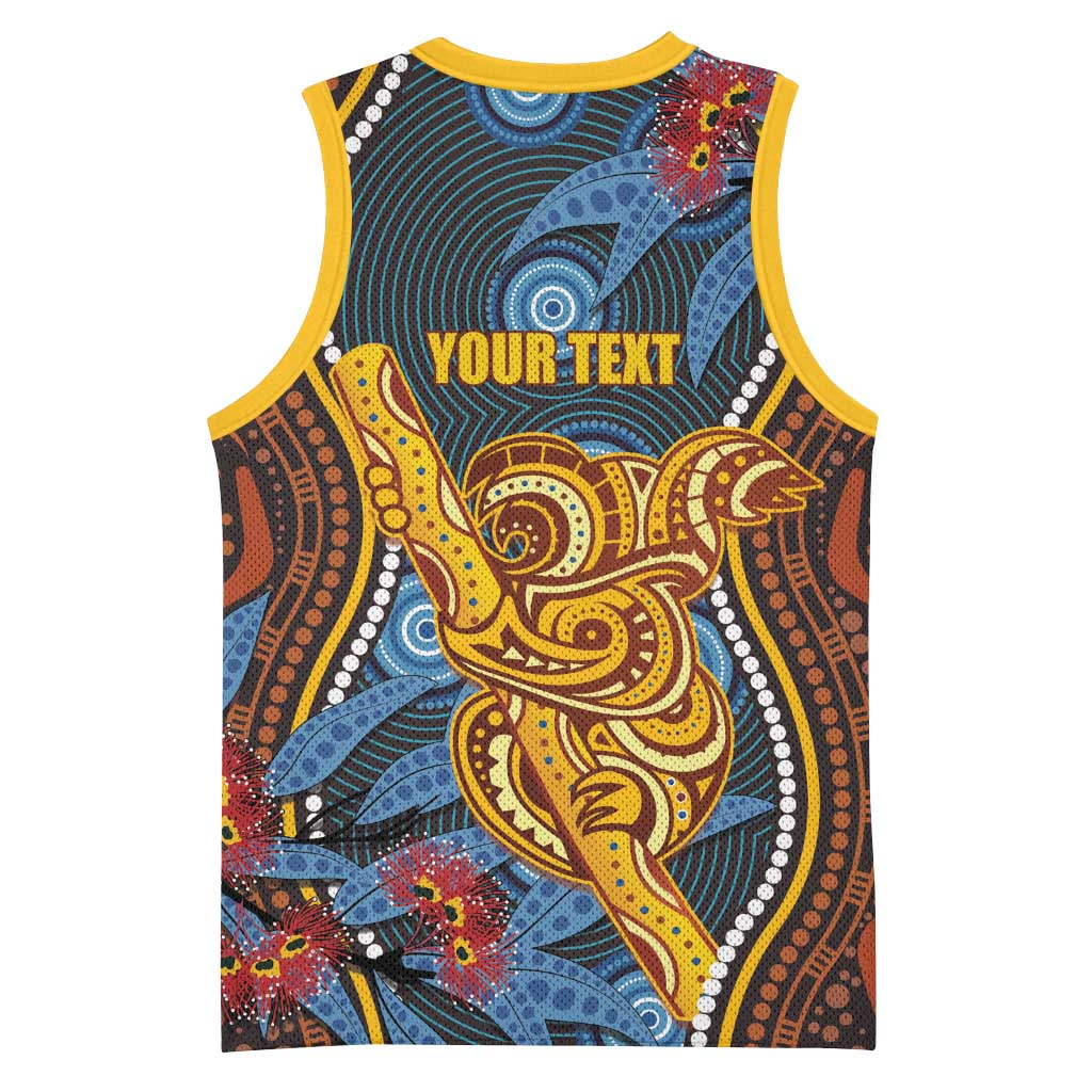 Aboriginal Dot Painting Koala Bear Personalised Basketball Jersey Aussie Eucalyptus Caesia Flowers