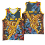 Aboriginal Dot Painting Koala Bear Personalised Basketball Jersey Aussie Eucalyptus Caesia Flowers