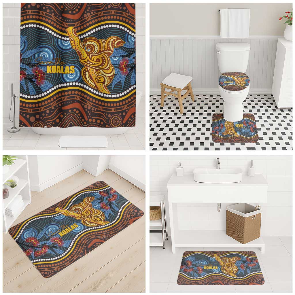Aboriginal Dot Painting Koala Bear Bathroom Set Aussie Eucalyptus Caesia Flowers