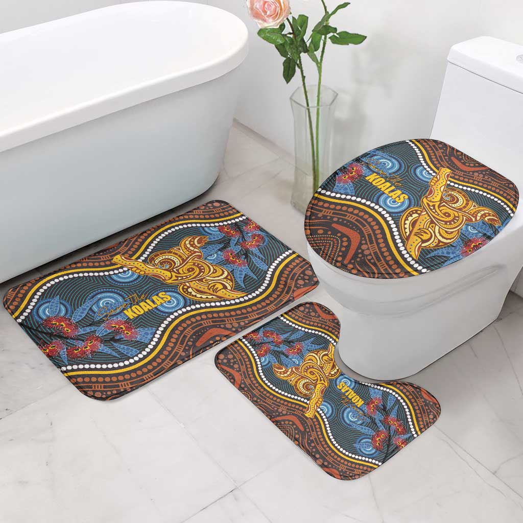Aboriginal Dot Painting Koala Bear Bathroom Set Aussie Eucalyptus Caesia Flowers