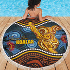 Aboriginal Dot Painting Koala Bear Beach Blanket Aussie Eucalyptus Caesia Flowers