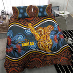 Aboriginal Dot Painting Koala Bear Bedding Set Aussie Eucalyptus Caesia Flowers