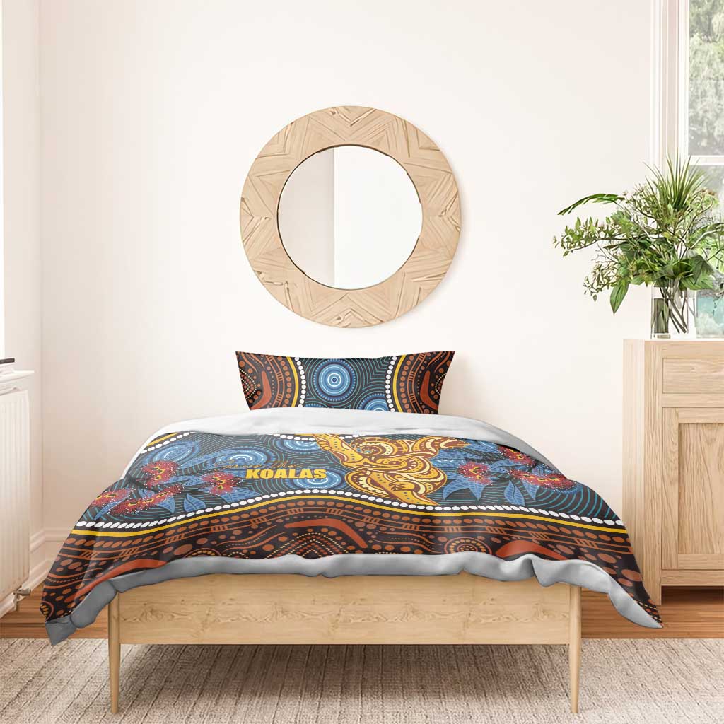 Aboriginal Dot Painting Koala Bear Bedding Set Aussie Eucalyptus Caesia Flowers
