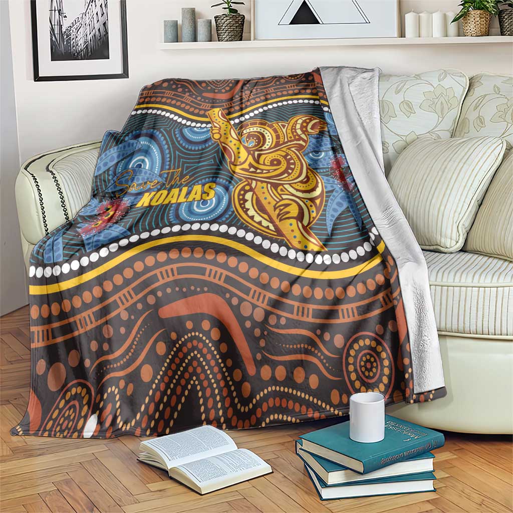 Aboriginal Dot Painting Koala Bear Blanket Aussie Eucalyptus Caesia Flowers