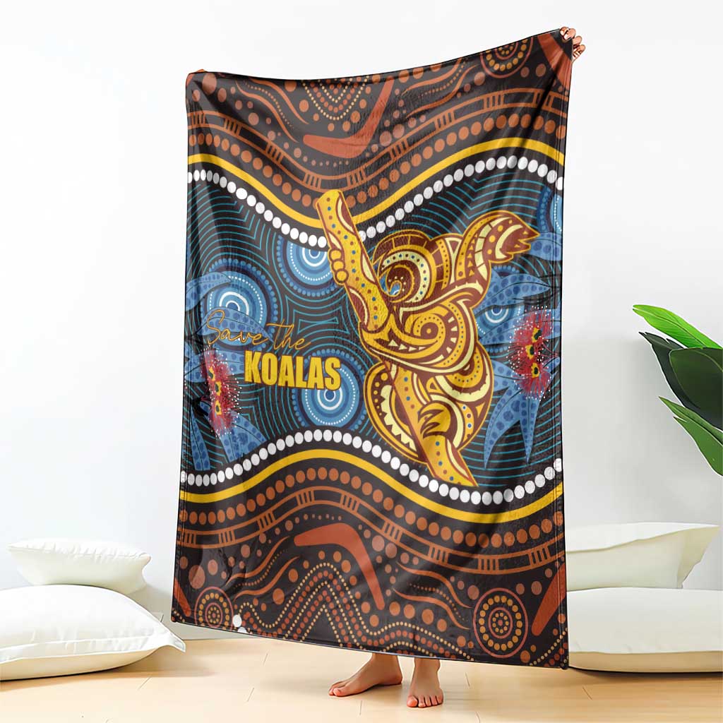 Aboriginal Dot Painting Koala Bear Blanket Aussie Eucalyptus Caesia Flowers