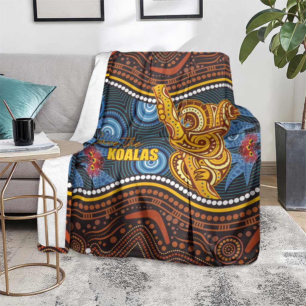 Aboriginal Dot Painting Koala Bear Blanket Aussie Eucalyptus Caesia Flowers