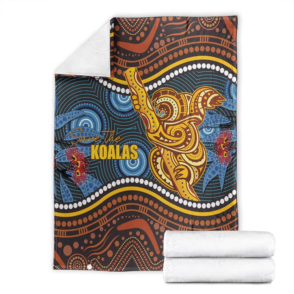 Aboriginal Dot Painting Koala Bear Blanket Aussie Eucalyptus Caesia Flowers