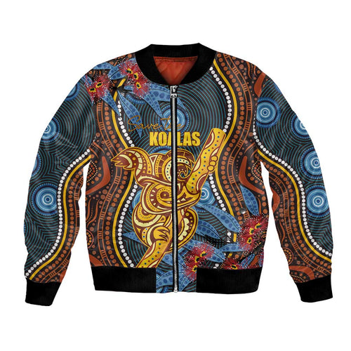 Aboriginal Dot Painting Koala Bear Personalised Bomber Jacket Aussie Eucalyptus Caesia Flowers