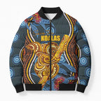 Aboriginal Dot Painting Koala Bear Personalised Bomber Puffer Jacket Aussie Eucalyptus Caesia Flowers