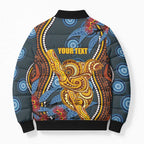 Aboriginal Dot Painting Koala Bear Personalised Bomber Puffer Jacket Aussie Eucalyptus Caesia Flowers