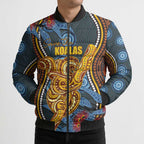 Aboriginal Dot Painting Koala Bear Personalised Bomber Puffer Jacket Aussie Eucalyptus Caesia Flowers