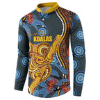 Aboriginal Dot Painting Koala Bear Personalised Button Sweatshirt Aussie Eucalyptus Caesia Flowers