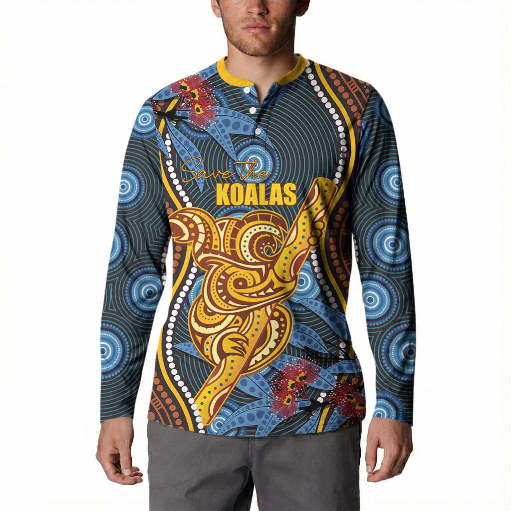 Aboriginal Dot Painting Koala Bear Personalised Button Sweatshirt Aussie Eucalyptus Caesia Flowers