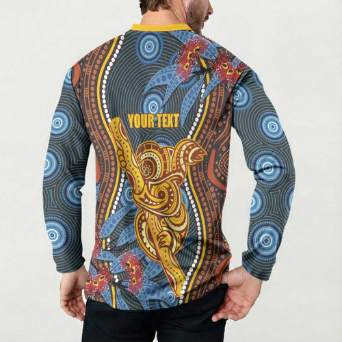 Aboriginal Dot Painting Koala Bear Personalised Button Sweatshirt Aussie Eucalyptus Caesia Flowers