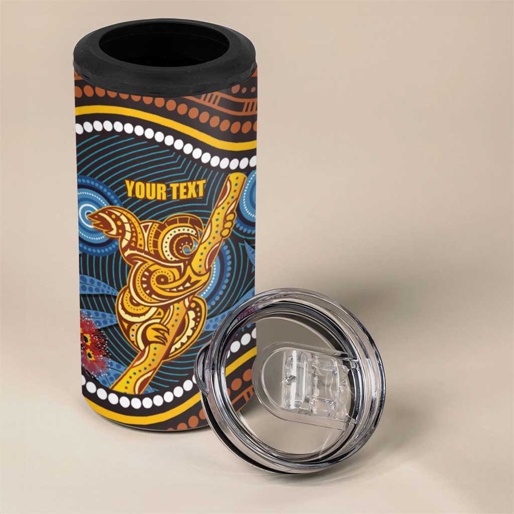 Aboriginal Dot Painting Koala Bear Personalised 4 in 1 Can Cooler Tumbler Aussie Eucalyptus Caesia Flowers