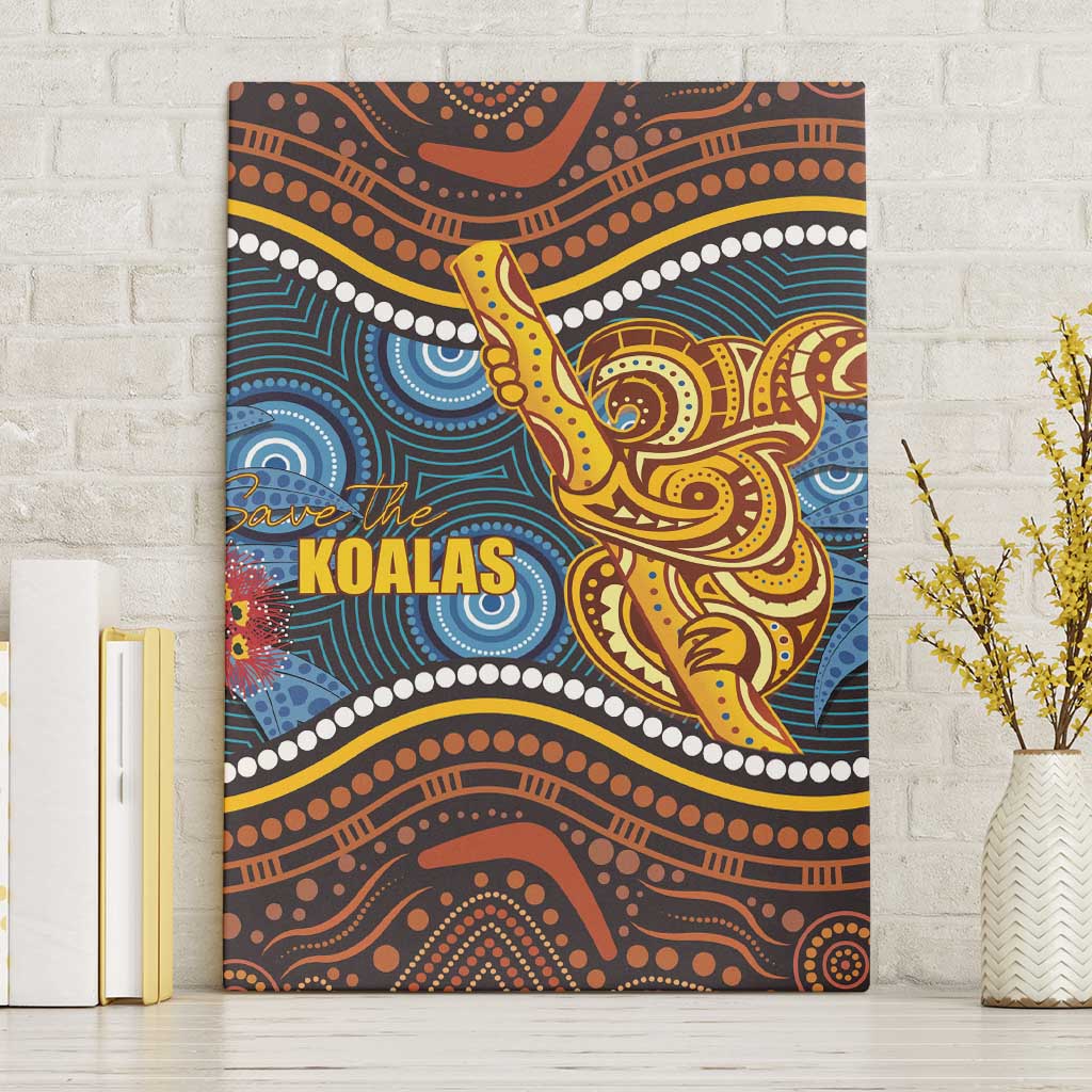 Aboriginal Dot Painting Koala Bear Canvas Wall Art Aussie Eucalyptus Caesia Flowers