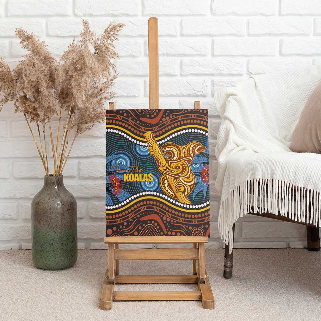 Aboriginal Dot Painting Koala Bear Canvas Wall Art Aussie Eucalyptus Caesia Flowers