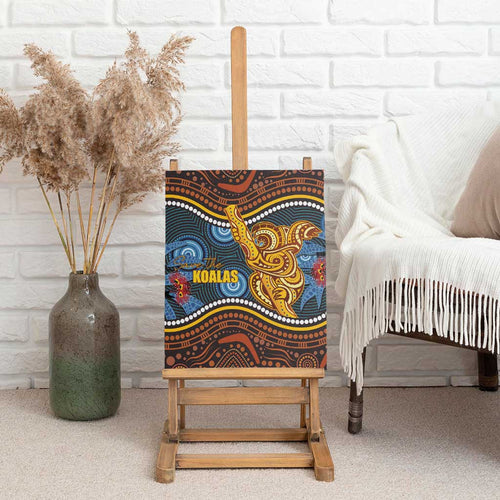 Aboriginal Dot Painting Koala Bear Canvas Wall Art Aussie Eucalyptus Caesia Flowers