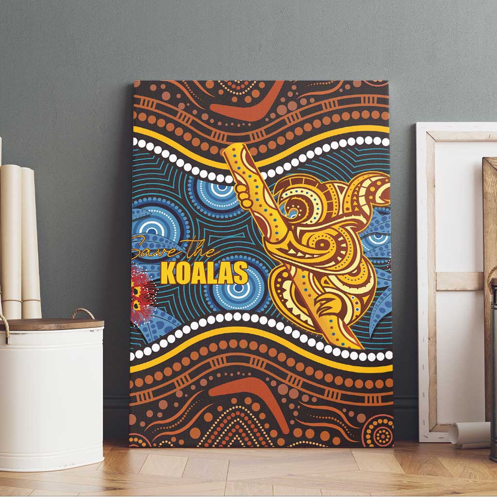 Aboriginal Dot Painting Koala Bear Canvas Wall Art Aussie Eucalyptus Caesia Flowers