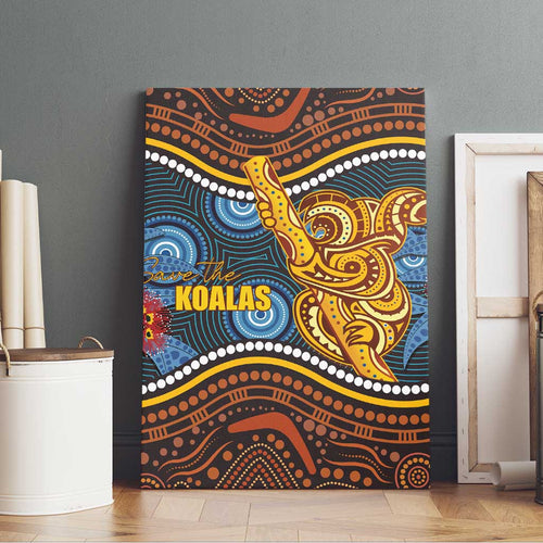 Aboriginal Dot Painting Koala Bear Canvas Wall Art Aussie Eucalyptus Caesia Flowers
