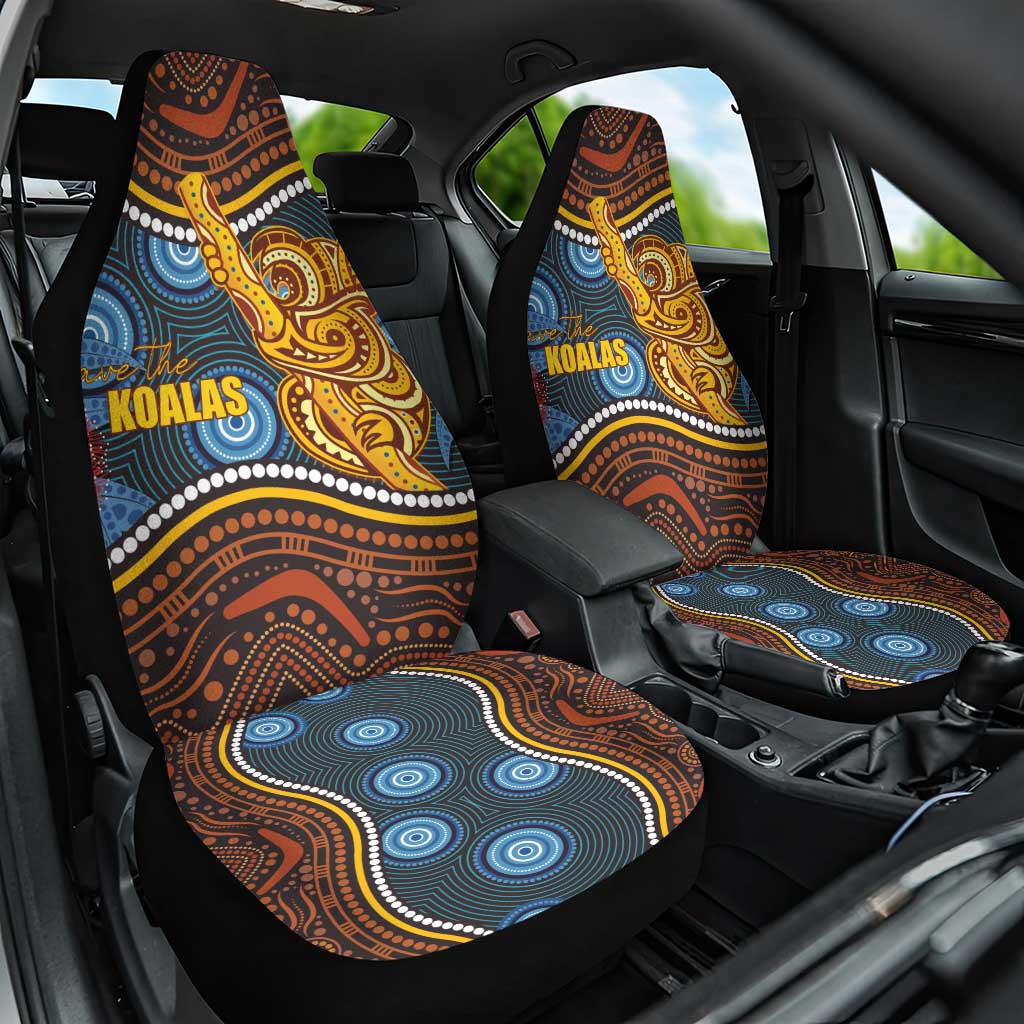 Aboriginal Dot Painting Koala Bear Car Seat Cover Aussie Eucalyptus Caesia Flowers