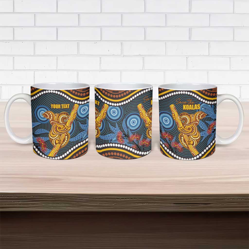 Aboriginal Dot Painting Koala Bear Personalised Ceramic Mug Aussie Eucalyptus Caesia Flowers
