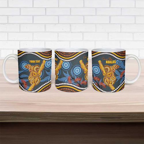 Aboriginal Dot Painting Koala Bear Personalised Ceramic Mug Aussie Eucalyptus Caesia Flowers