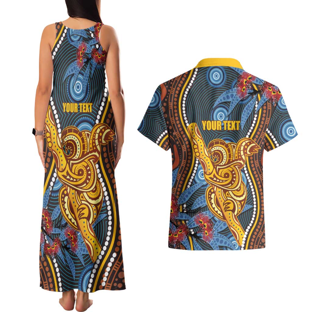 Aboriginal Dot Painting Koala Bear Personalised Couples Matching Tank Maxi Dress and Hawaiian Shirt Aussie Eucalyptus Caesia Flowers