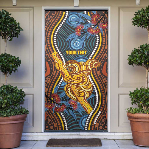 Aboriginal Dot Painting Koala Bear Personalised Door Cover Aussie Eucalyptus Caesia Flowers