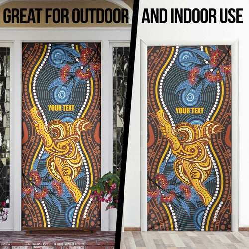 Aboriginal Dot Painting Koala Bear Personalised Door Cover Aussie Eucalyptus Caesia Flowers