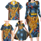 Aboriginal Dot Painting Koala Bear Personalised Family Matching Long Sleeve Bodycon Dress and Hawaiian Shirt Aussie Eucalyptus Caesia Flowers
