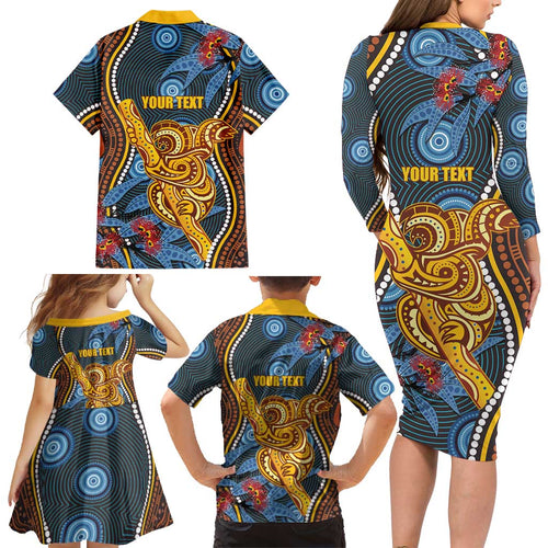 Aboriginal Dot Painting Koala Bear Personalised Family Matching Long Sleeve Bodycon Dress and Hawaiian Shirt Aussie Eucalyptus Caesia Flowers