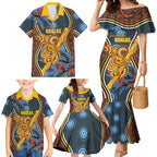 Aboriginal Dot Painting Koala Bear Personalised Family Matching Mermaid Dress and Hawaiian Shirt Aussie Eucalyptus Caesia Flowers