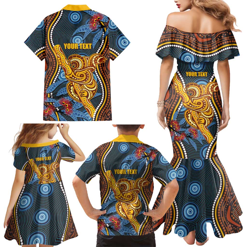Aboriginal Dot Painting Koala Bear Personalised Family Matching Mermaid Dress and Hawaiian Shirt Aussie Eucalyptus Caesia Flowers