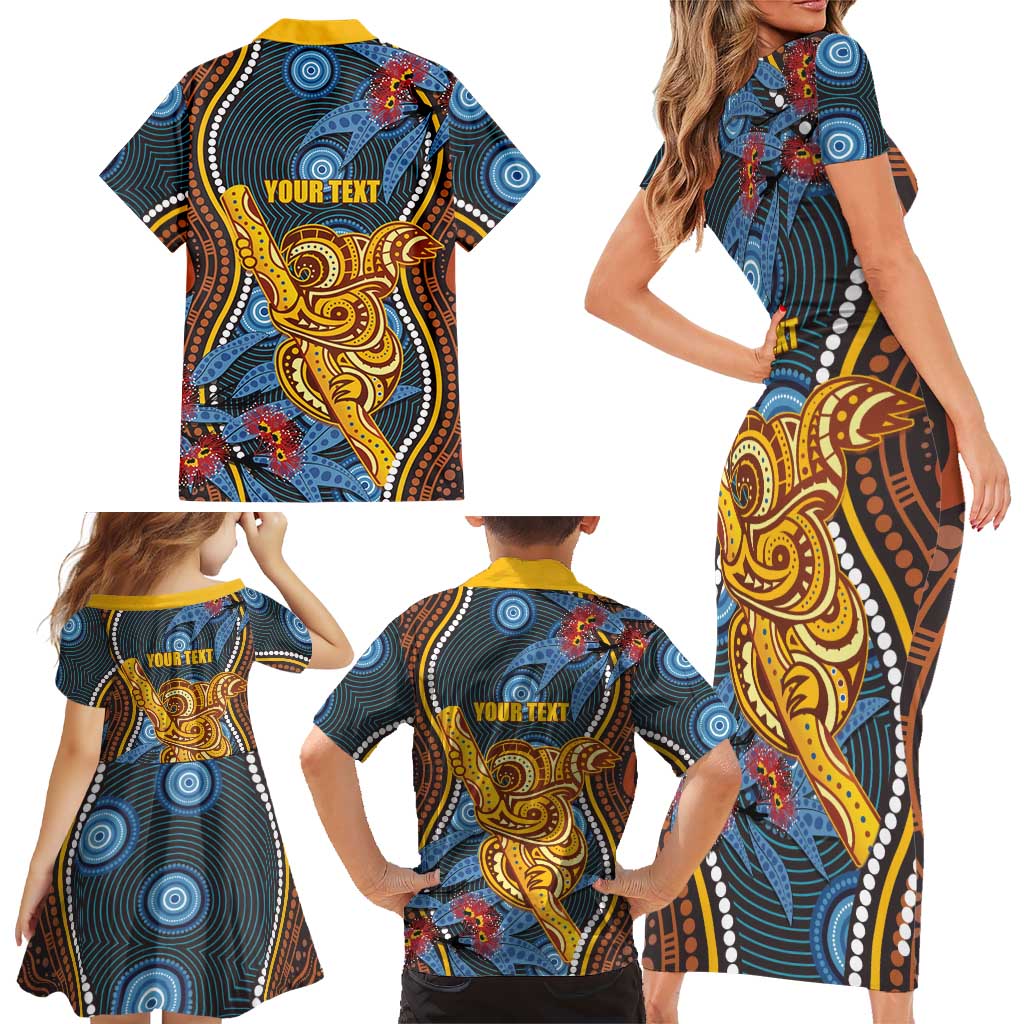 Aboriginal Dot Painting Koala Bear Personalised Family Matching Short Sleeve Bodycon Dress and Hawaiian Shirt Aussie Eucalyptus Caesia Flowers