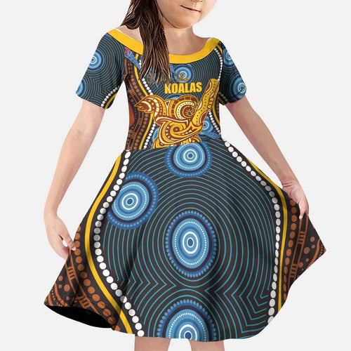Aboriginal Dot Painting Koala Bear Personalised Family Matching Summer Maxi Dress and Hawaiian Shirt Aussie Eucalyptus Caesia Flowers