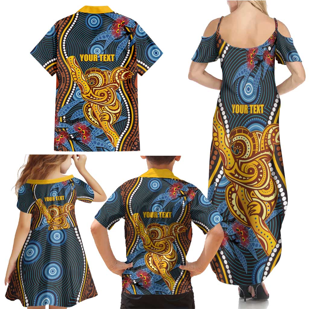 Aboriginal Dot Painting Koala Bear Personalised Family Matching Summer Maxi Dress and Hawaiian Shirt Aussie Eucalyptus Caesia Flowers