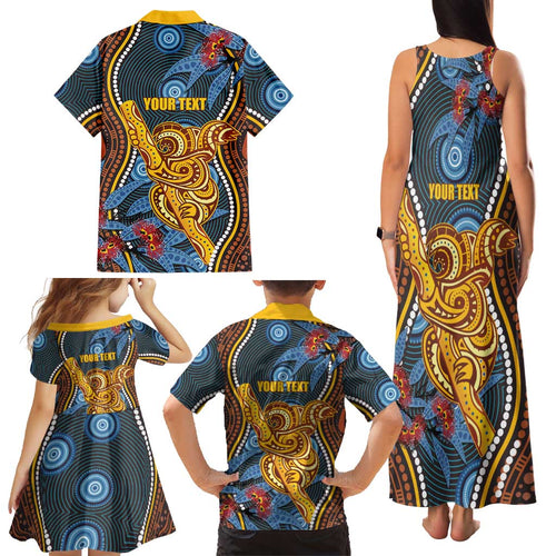 Aboriginal Dot Painting Koala Bear Personalised Family Matching Tank Maxi Dress and Hawaiian Shirt Aussie Eucalyptus Caesia Flowers