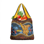 Aboriginal Dot Painting Koala Bear Grocery Bag Aussie Eucalyptus Caesia Flowers